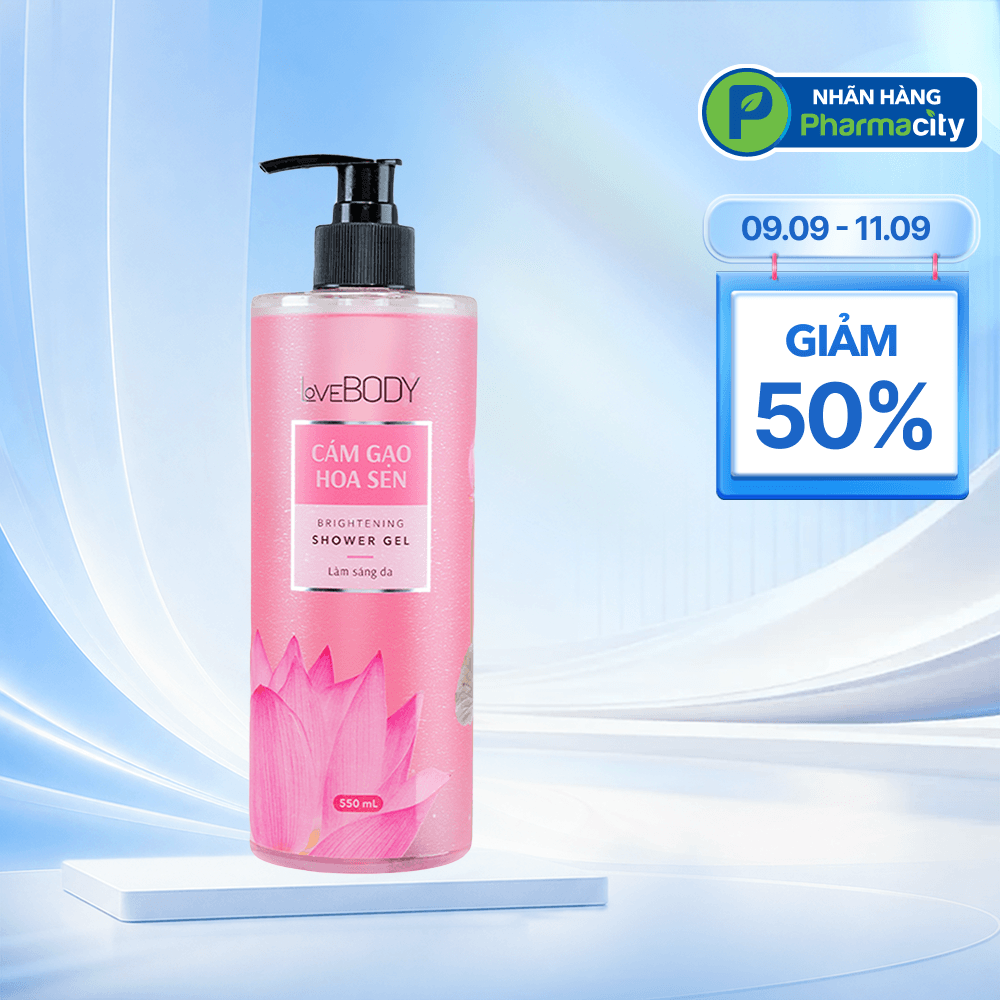 Sữa tắm Hương Cám Gạo Hoa Sen Lovebody làm sáng da, dưỡng ẩm sâu 550g