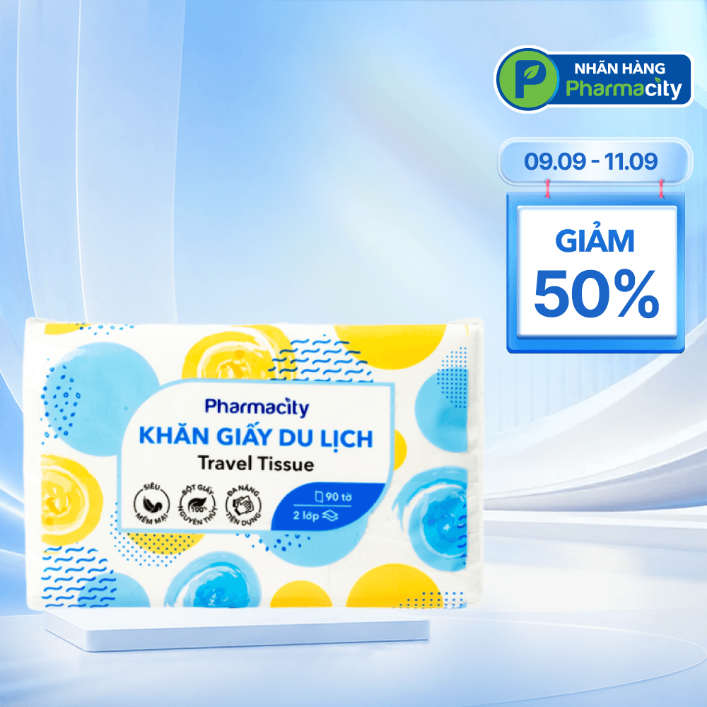 Khăn giấy du lịch Pharmacity mềm mại, tiện lợi (90 tờ/gói)
