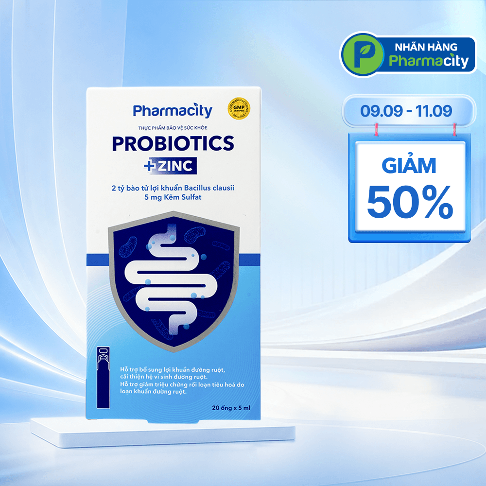 Thực phẩm Probiotics + Zinc bổ sung lợi khuẩn đường ruột (20 ống x 5ml)