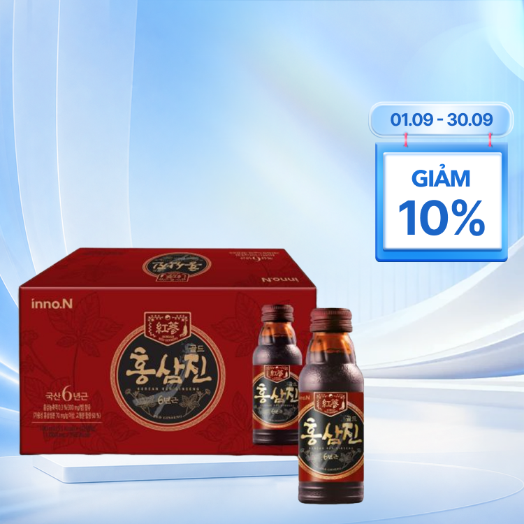 Nước hồng sâm Hongsamjin Gold (Hộp 10 chai x 100ml) giúp bồi bổ sức khỏe cơ thể