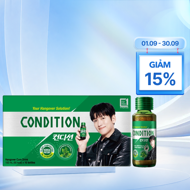Nước uống Condition hỗ trợ giải độc gan, giảm tác hại rượu bia (10 chai x 100ml)