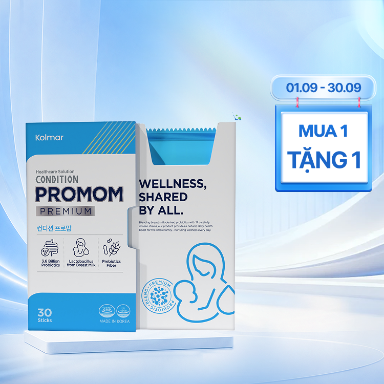 Thực phẩm bảo vệ sức khỏe Kolmar Condition Promom bổ sung lợi khuẩn, hỗ trợ tốt cho tiêu hóa (Hộp 30 gói)