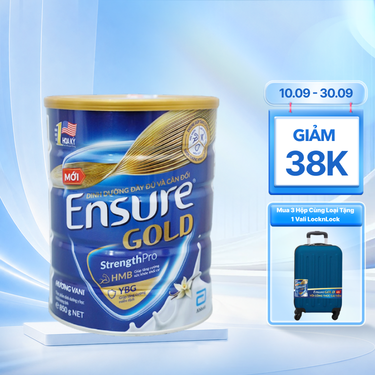 Sữa bột dinh dưỡng ENSURE GOLD hỗ trợ tăng cường sức khỏe và hệ miễn dịch hương vani (800g)