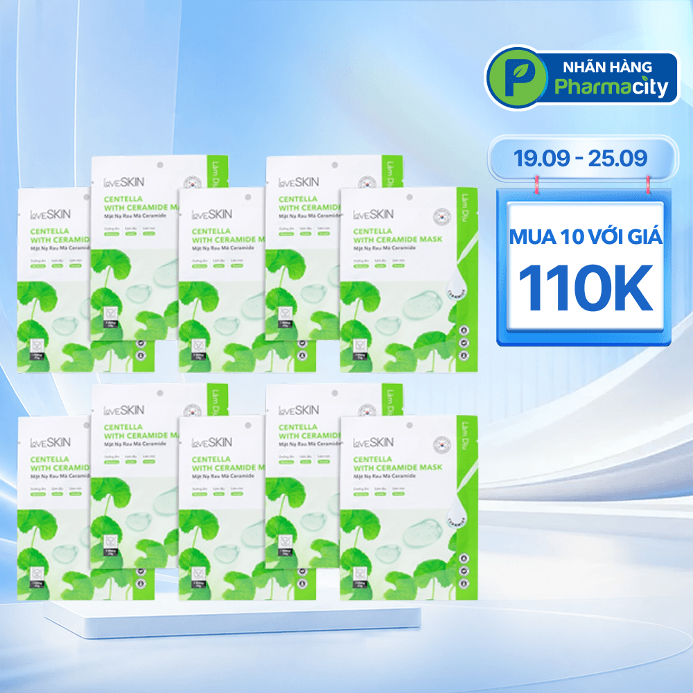 Combo 10 miếng LoveSkin Mặt nạ Rau Má Ceramide (23g)