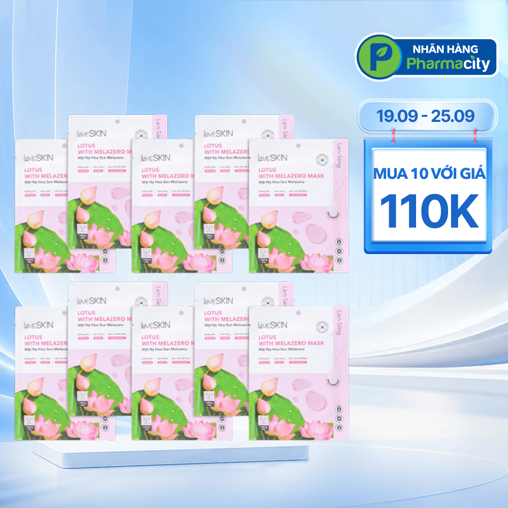 Combo 10 miếng LoveSkin Mặt nạ Hoa Sen Melazero (23g)