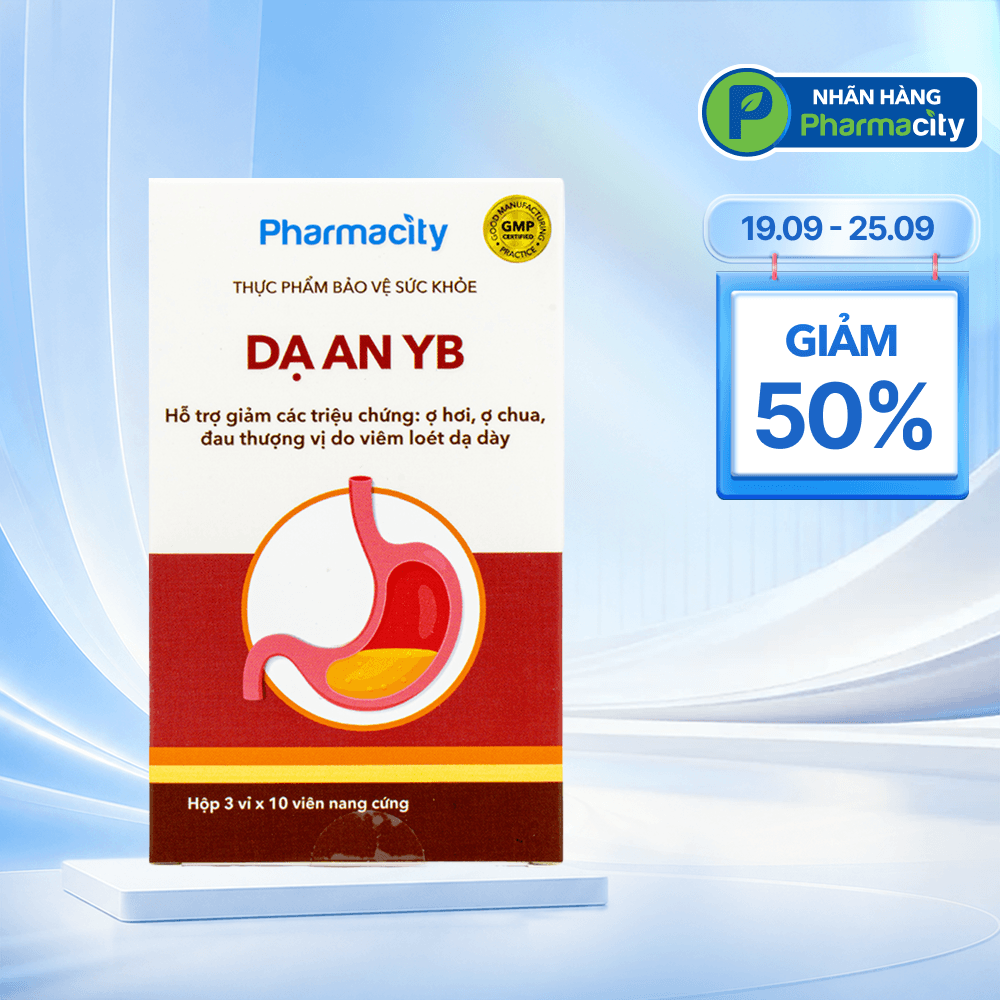 Pharmacity Dạ An YB hỗ trợ giảm viêm loét dạ dày (30 viên nang)