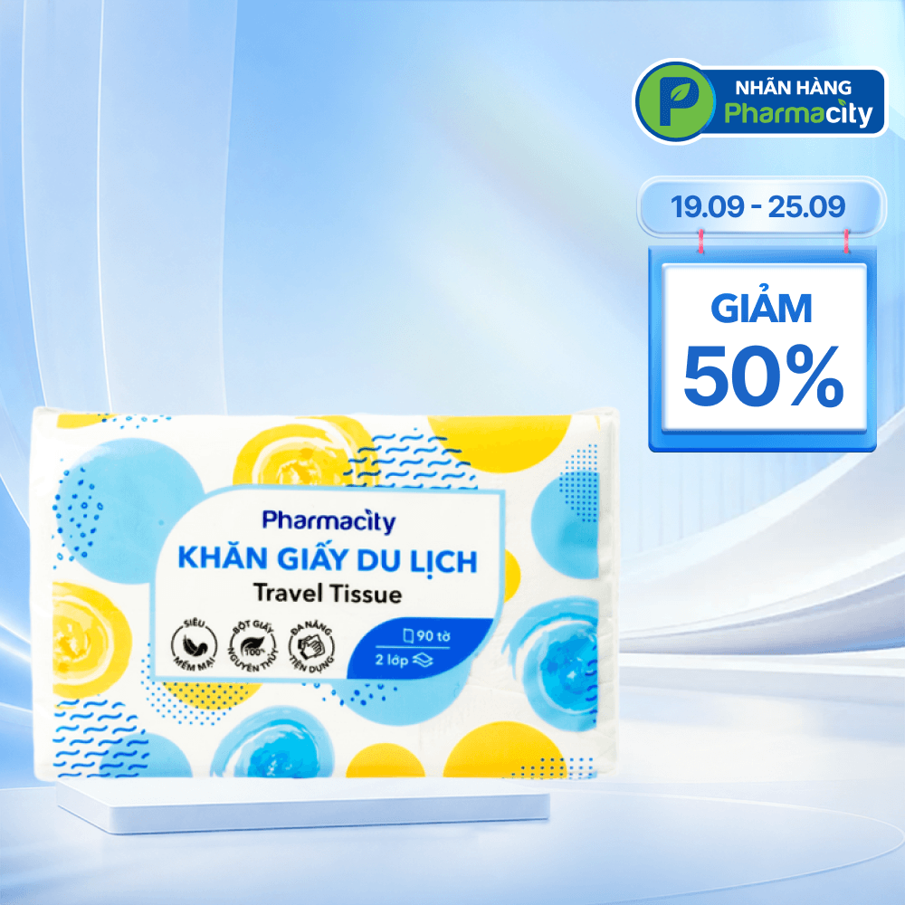 Khăn giấy du lịch Pharmacity mềm mại, tiện lợi (90 tờ/gói)