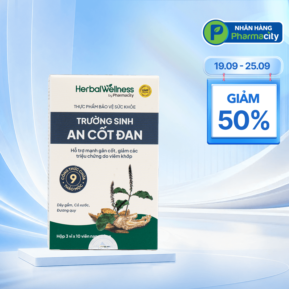 Viên uống Herbal Wellness Trường Sinh An Cốt Đan hỗ trợ giảm triệu chứng do viêm khớp (Hộp 30 viên)