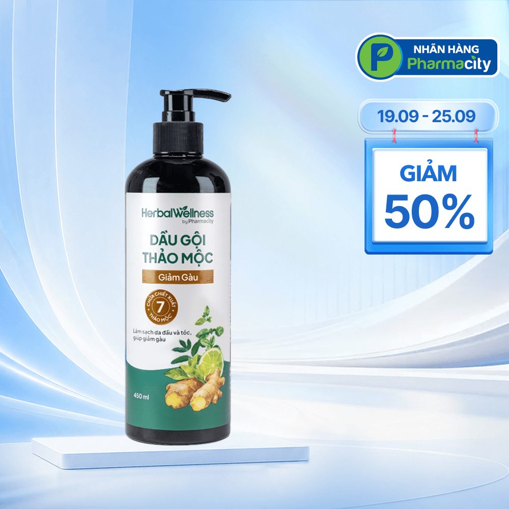 Dầu gội thảo mộc giảm gàu Herbal Wellness by Pharmacity (Chai 450ml)