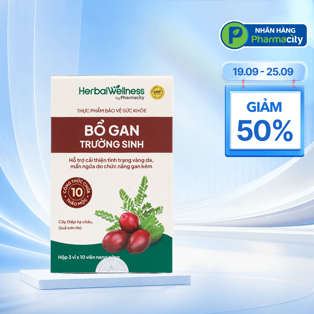 Viên uống Herbal Wellness Bổ Gan Trường Sinh hỗ trợ cải thiện chức năng gan (Hộp 30 viên)