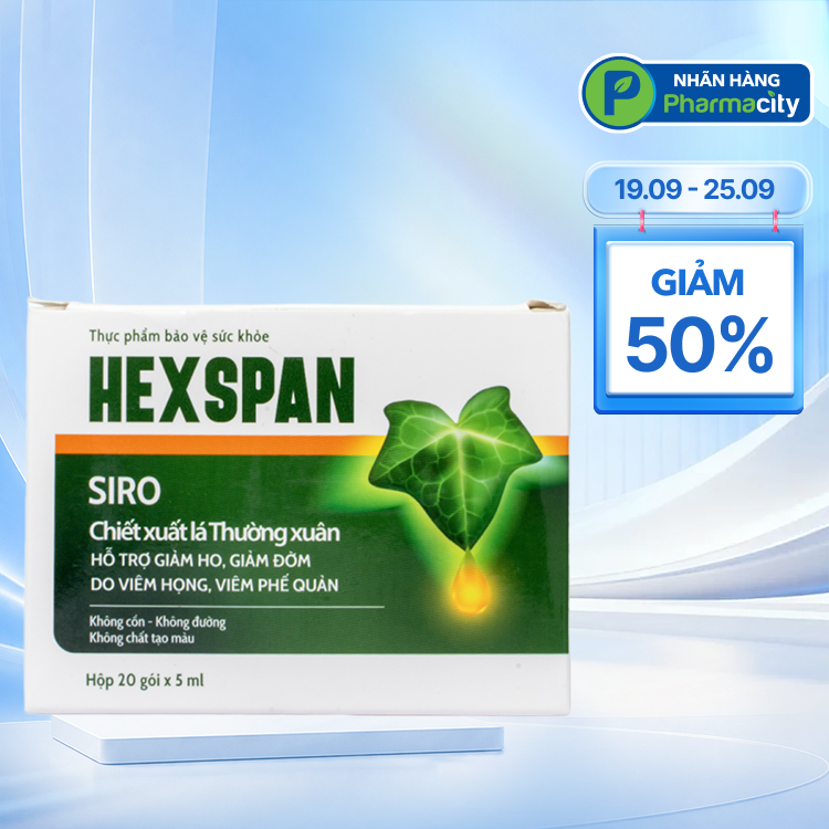 Hexspan Siro Chiết Xuất Lá Thường Xuân 5 ml (Hộp/20 Gói)