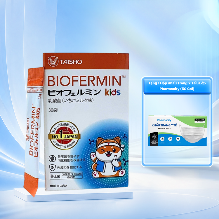 Thực phẩm bảo vệ sức khỏe BIOFERMIN KIDS Hỗ Trợ Tiêu Hóa cho Trẻ em (Hộp 30 gói x 1.5g)
