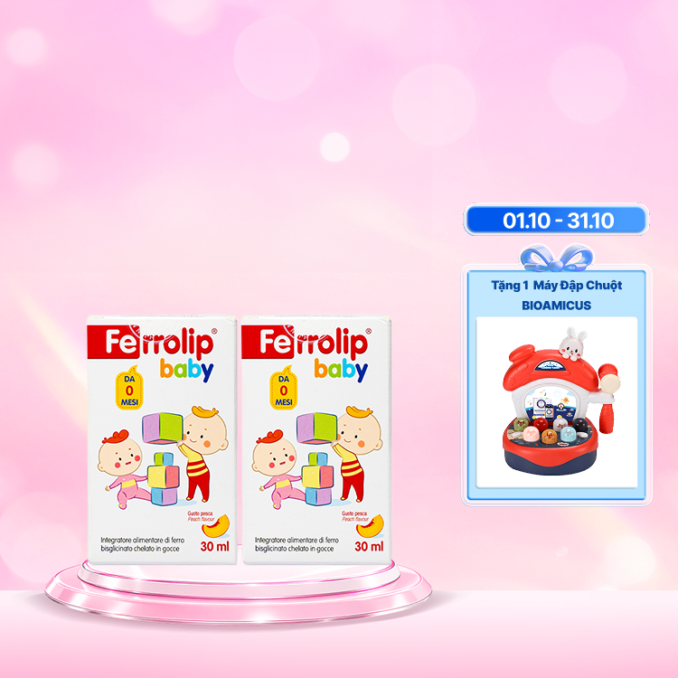 Combo 2 Thực phẩm bảo vệ sức khỏe Ferrolip baby bổ sung sắt cho cơ thể (Lọ 30ml)