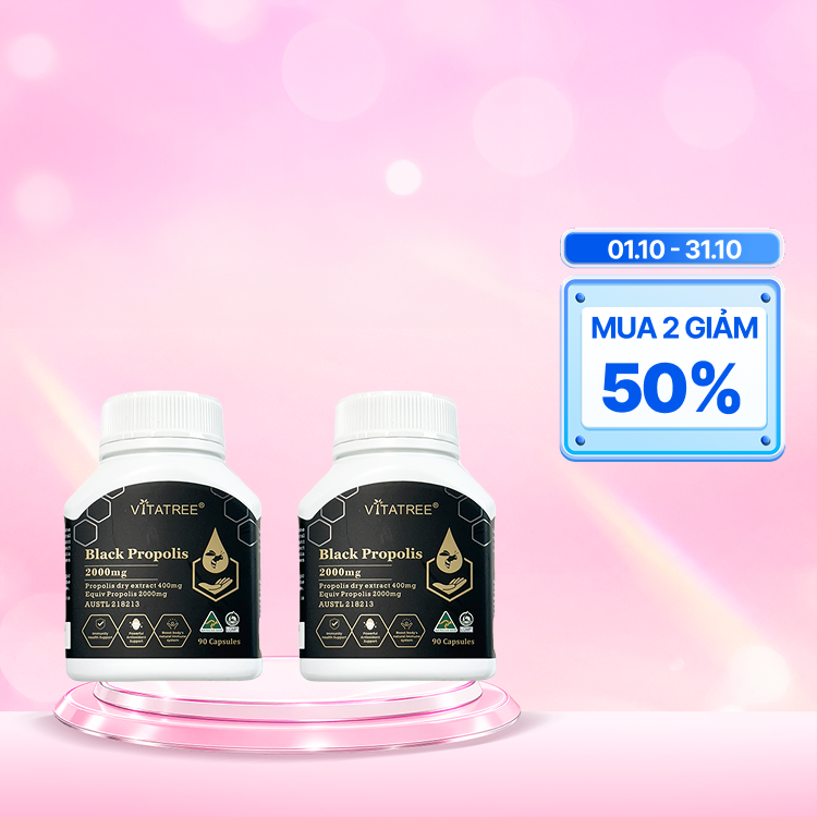 Combo 2 hộp Thực phẩm bảo vệ sức khoẻ Vitatree Black Propolis