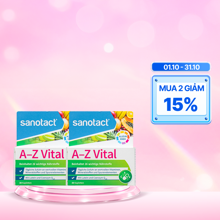 Combo 2 SANOTACT A-Z VITAL Hỗ Trợ Tăng Sức Đề Kháng (Hộp 30 viên)