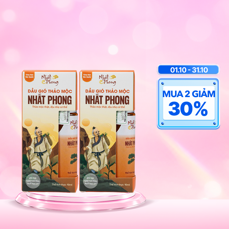 Combo 2 Chai Dầu gió bi lăn thảo mộc Nhất Phong (Chai 10ml)